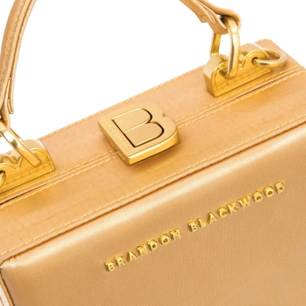 MINI KENDRICK TRUNK GOLD TAN SATIN